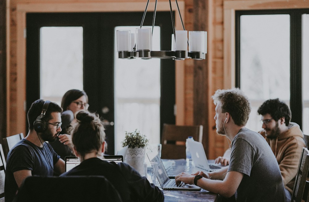 A team collaborating around a table